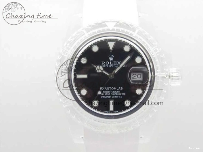 MiroTime 0116 Submariner Phantomlab Transparent KZF Best Edition Black Dial on White Rubber Strap VR StreetReady 2567